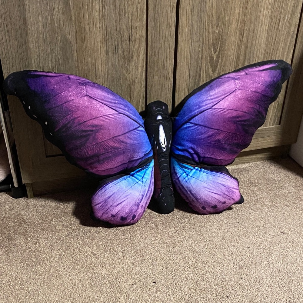 Purple and Blue Butterfly Pillow